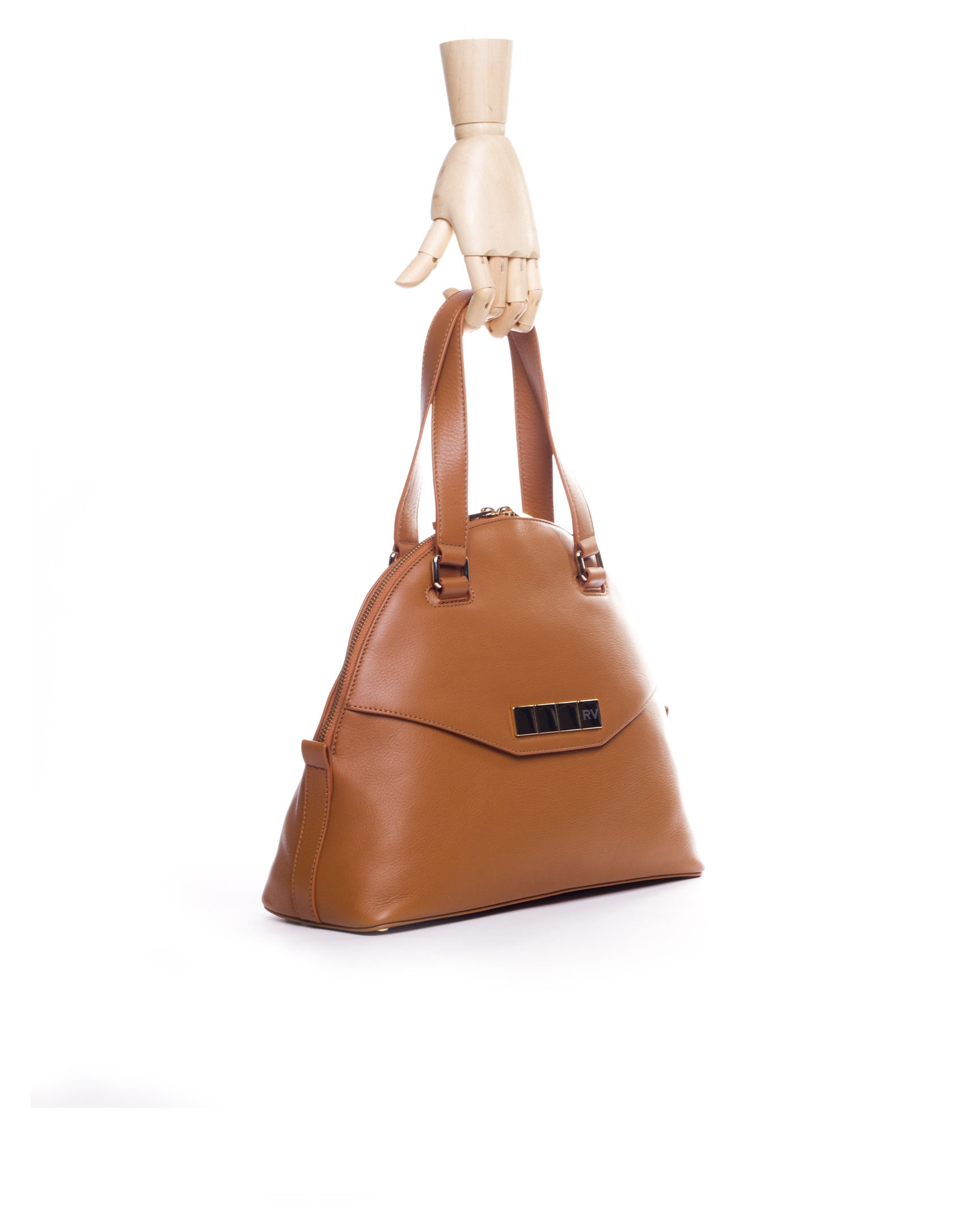LEONOR CARAMELO: Satchel en napa