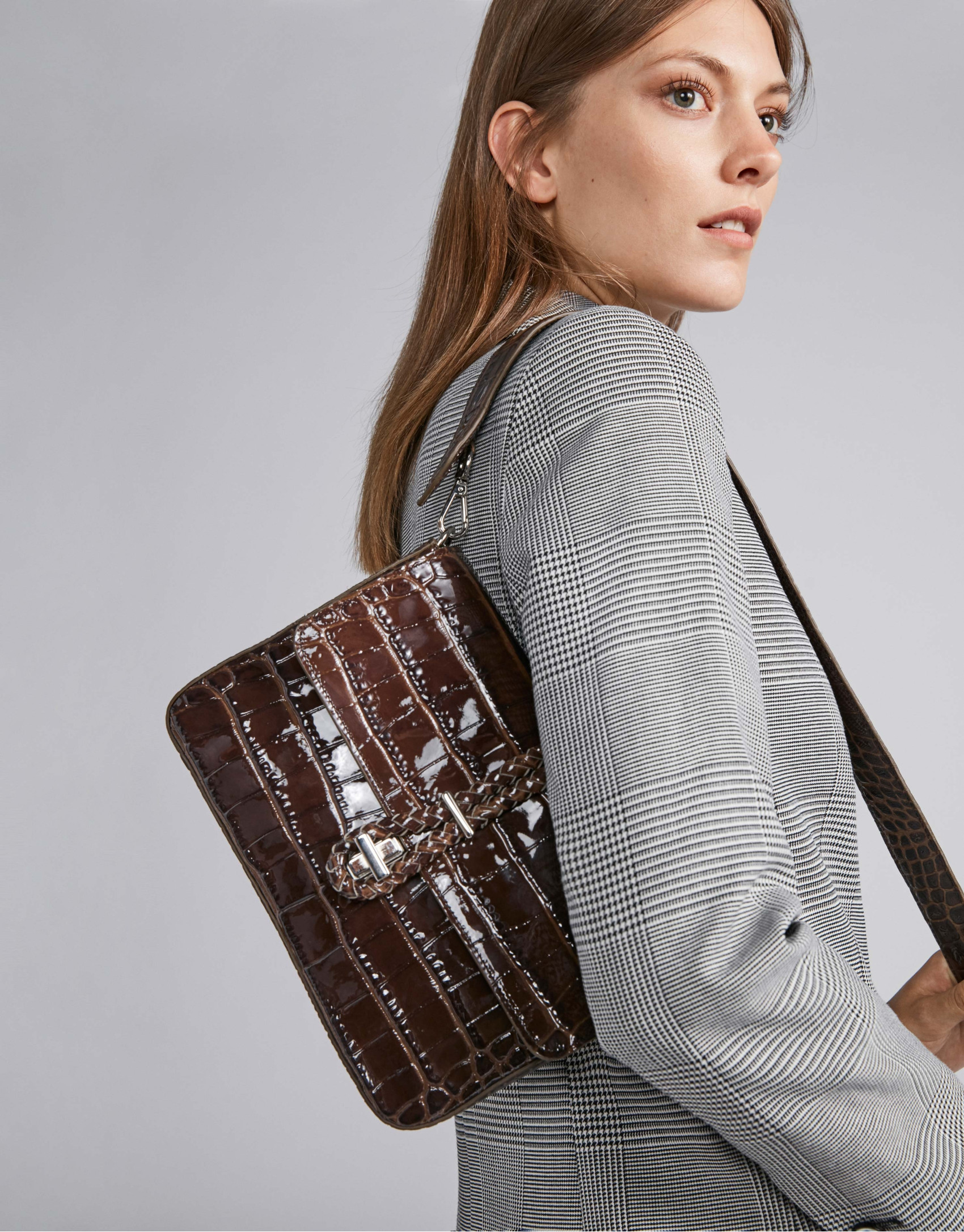 Grey glen plaid suit jacket