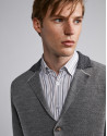 Chaqueta lana con cuello de punto gris