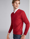 Red wool V-neck sweater