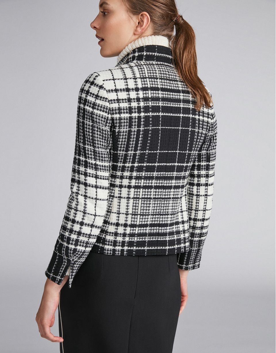 Checked leather jacket 
