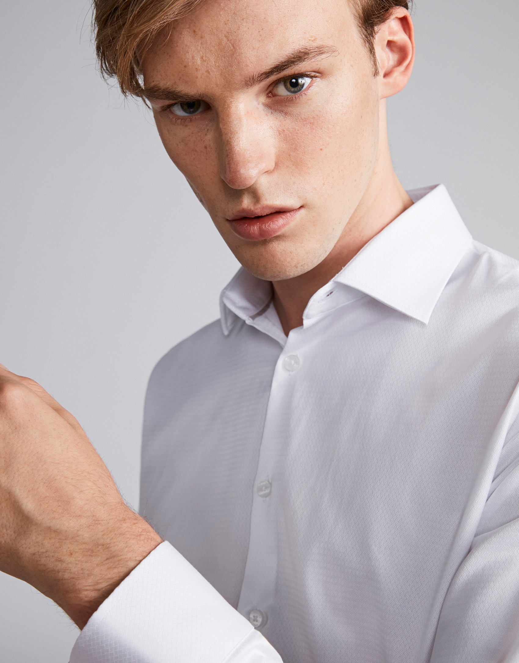 Camisa vestir algodón estructurado blanco