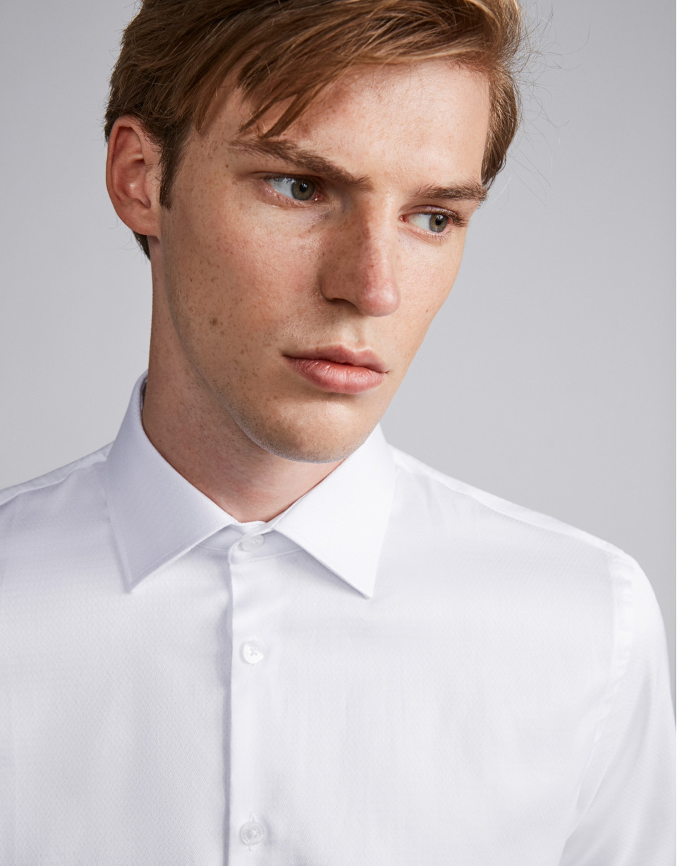 Camisa vestir algodón estructurado blanco
