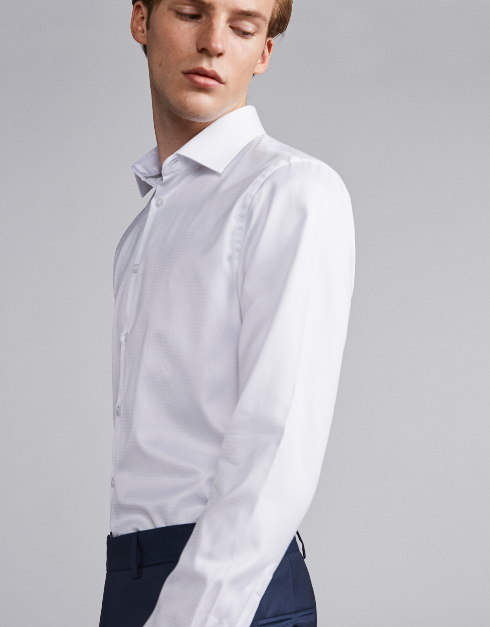 Camisa vestir algodón estructurado blanco