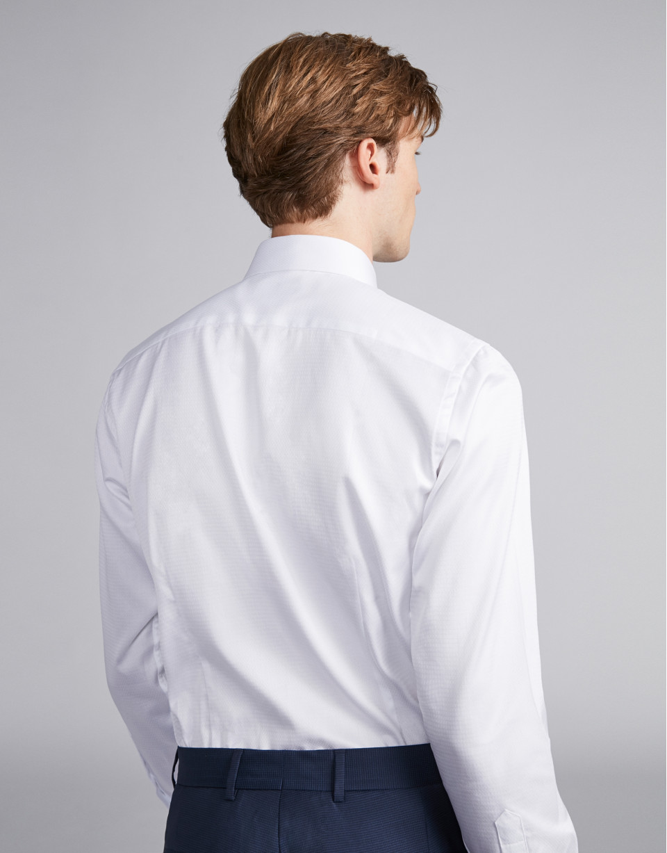 White structured cotton dress shirt