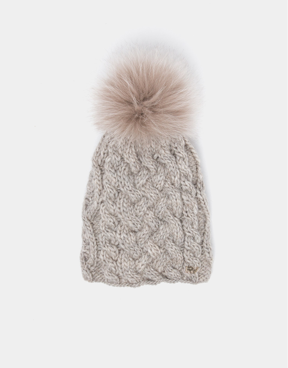 Gorro de punto de lana beige