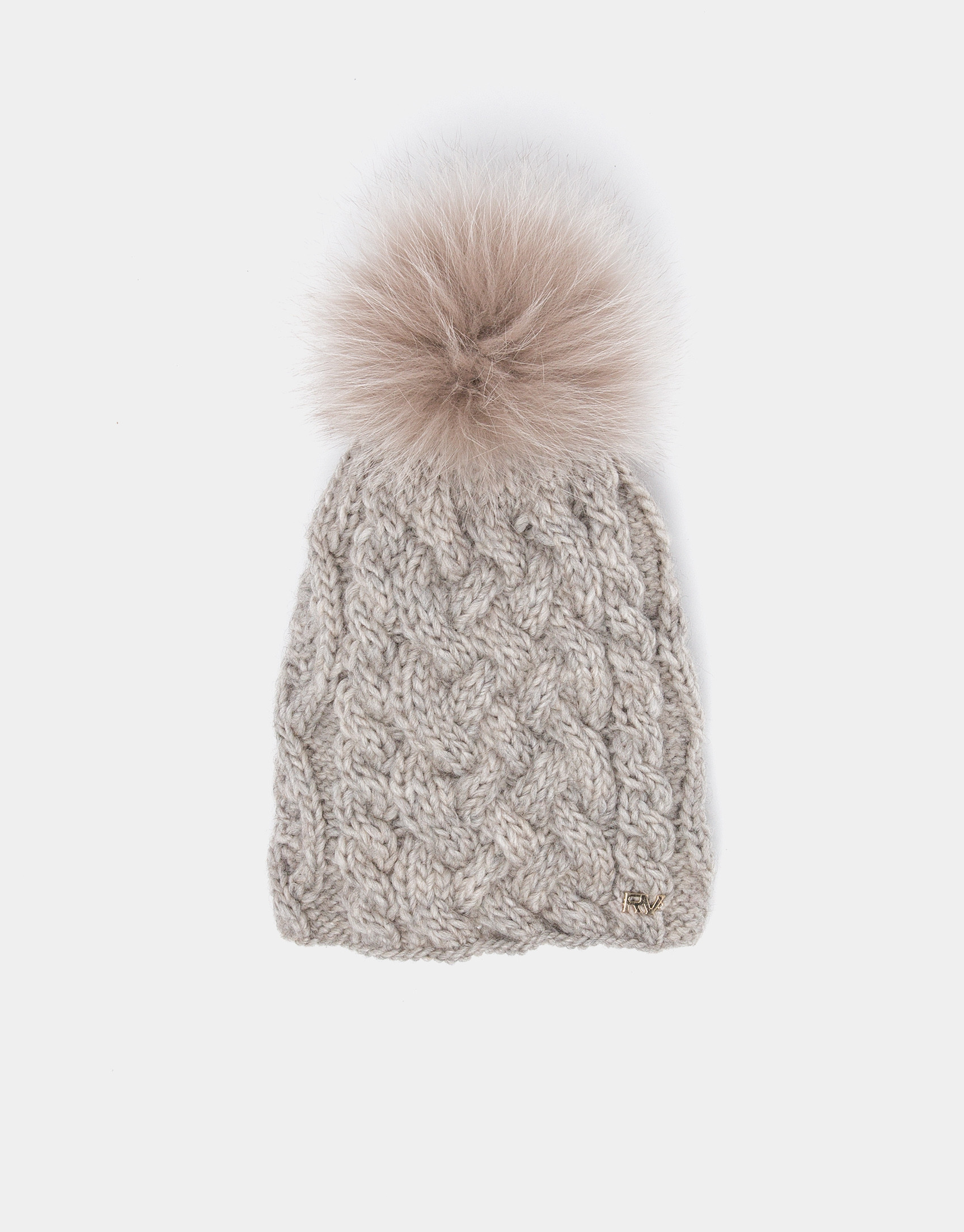 Beige wool knit cap