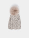 Gorro de punto de lana beige
