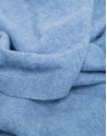 Light blue checked, structured wool scarf