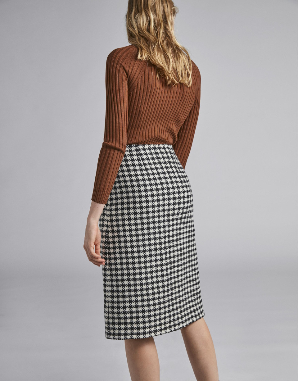 Houndstooth wrap-around skirt