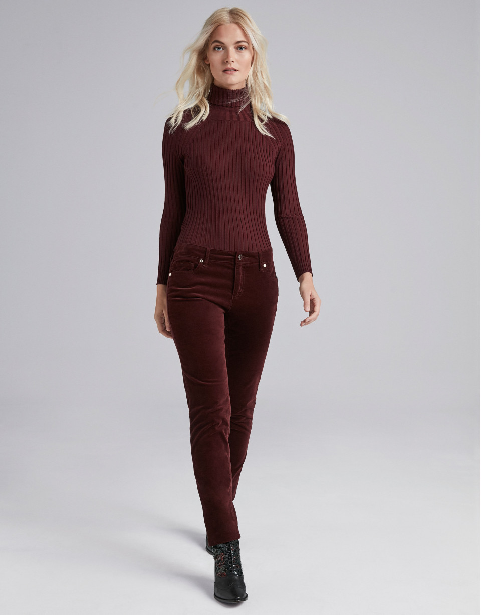 Burgundy plain corduroy pants