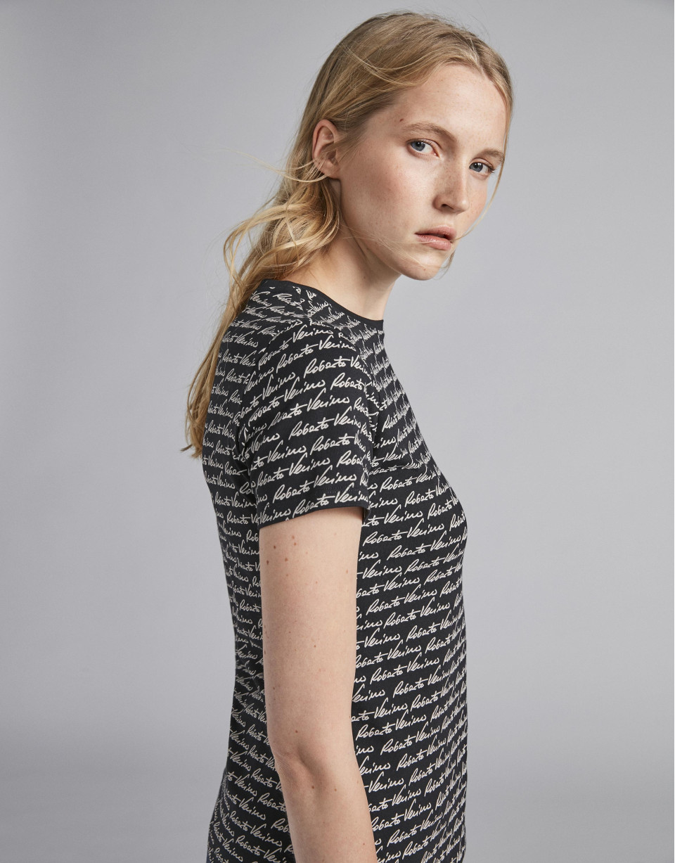 Black top with signature print