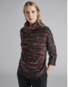 Burgundy top with asymmetric collar