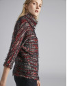 Burgundy top with asymmetric collar