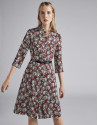 Burgundy midi dress with floral print