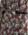 Burgundy midi dress with floral print