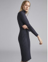 Navy blue ribbed knit dress