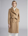 Abrigo de paño beige triple botonadura