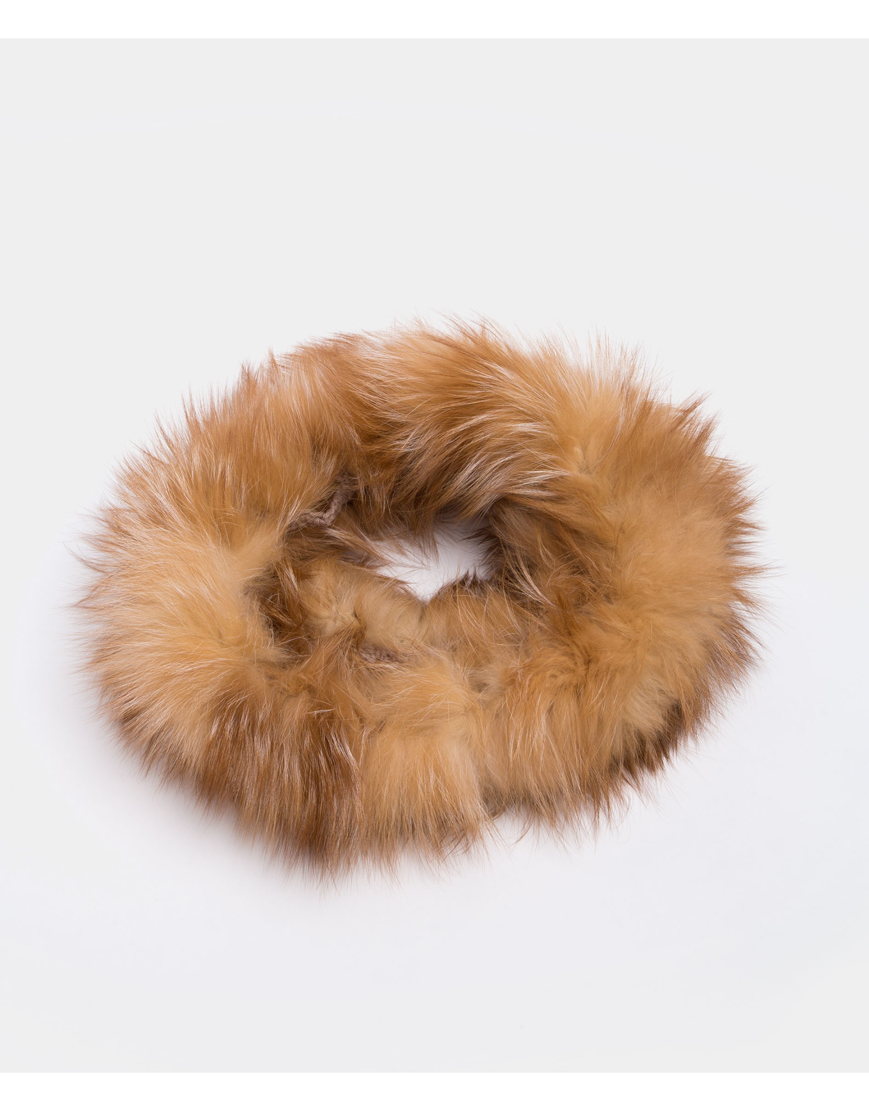 Beige fox fur tubular scarf