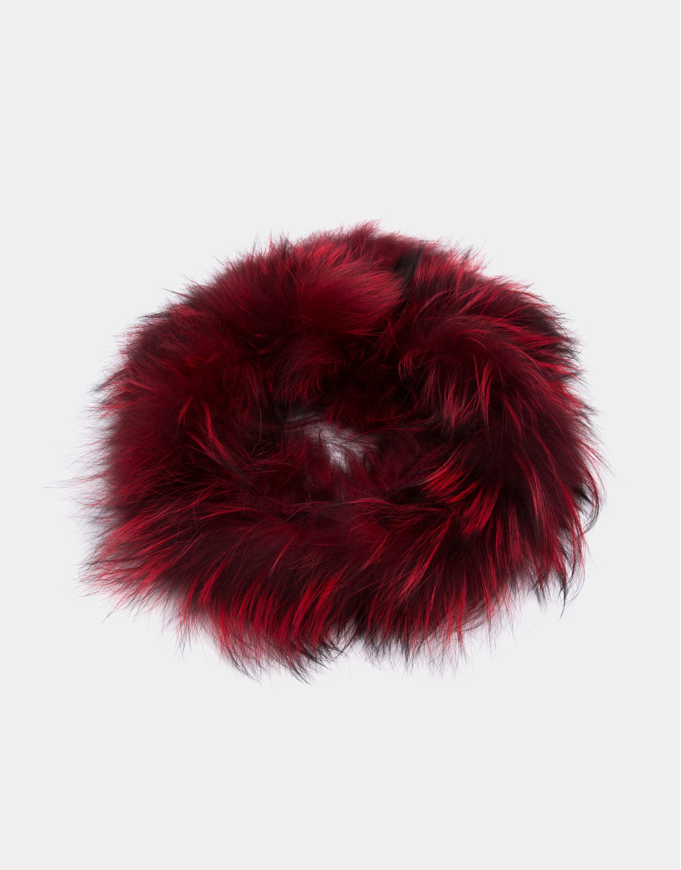 Red fox fur tubular scarf