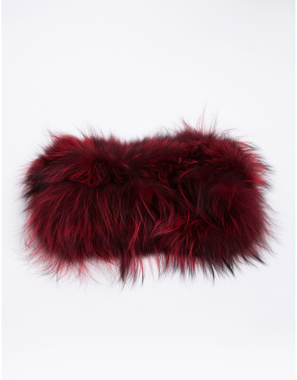 Red fox fur tubular scarf