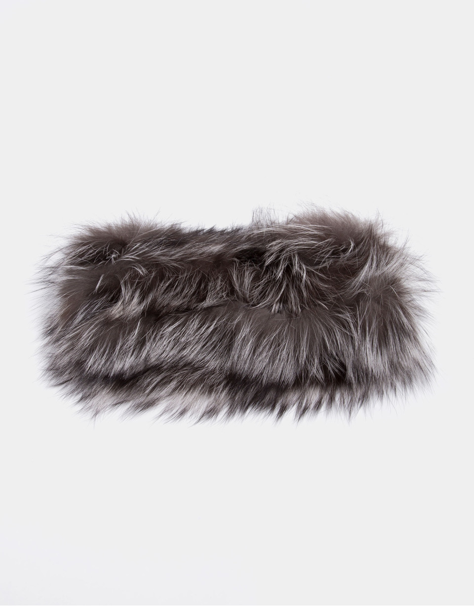 Taupe fox fur tubular scarf