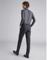 Navy blue checked pants with darts