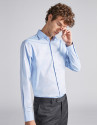 Camisa vestir algodón estructurado azul cielo
