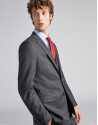 Blue checked, slim fit wool suit