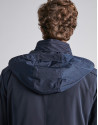Navy blue tech parka with inside knit collar