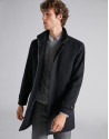 Navy blue wool jacket with detachable bib