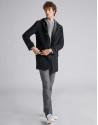 Navy blue wool jacket with detachable bib