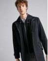 Navy blue wool jacket with detachable bib