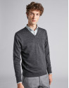 Dark gray wool V-neck sweater