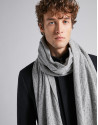 Light gray wool, structured checked scarf 