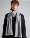 Light gray wool, structured checked scarf 
