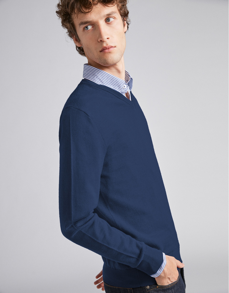 Jersey pico lana azul marino