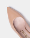 Beige leather high-heeled pumps