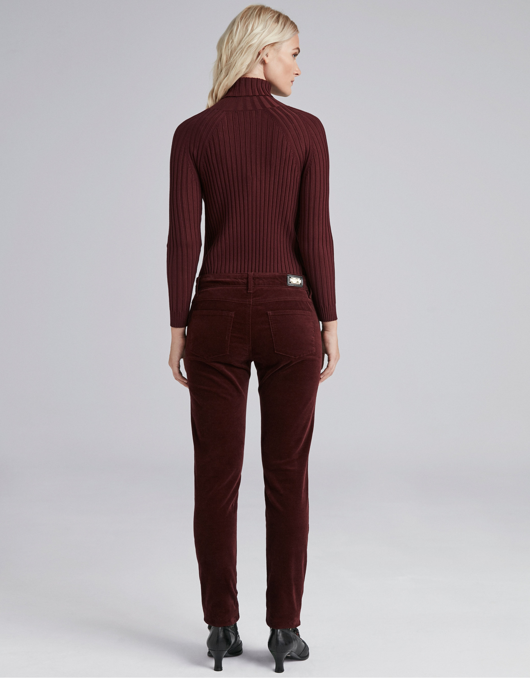 Burgundy plain corduroy pants