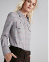 Silver men's glen plaid shirt