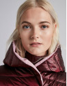 Burgundy reversible quilted long parka