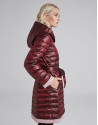 Burgundy reversible quilted long parka