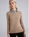 Mink-colored, V-neck sweater