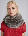 Taupe fox fur tubular scarf