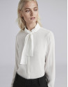 Beige shirt with necktie collar 