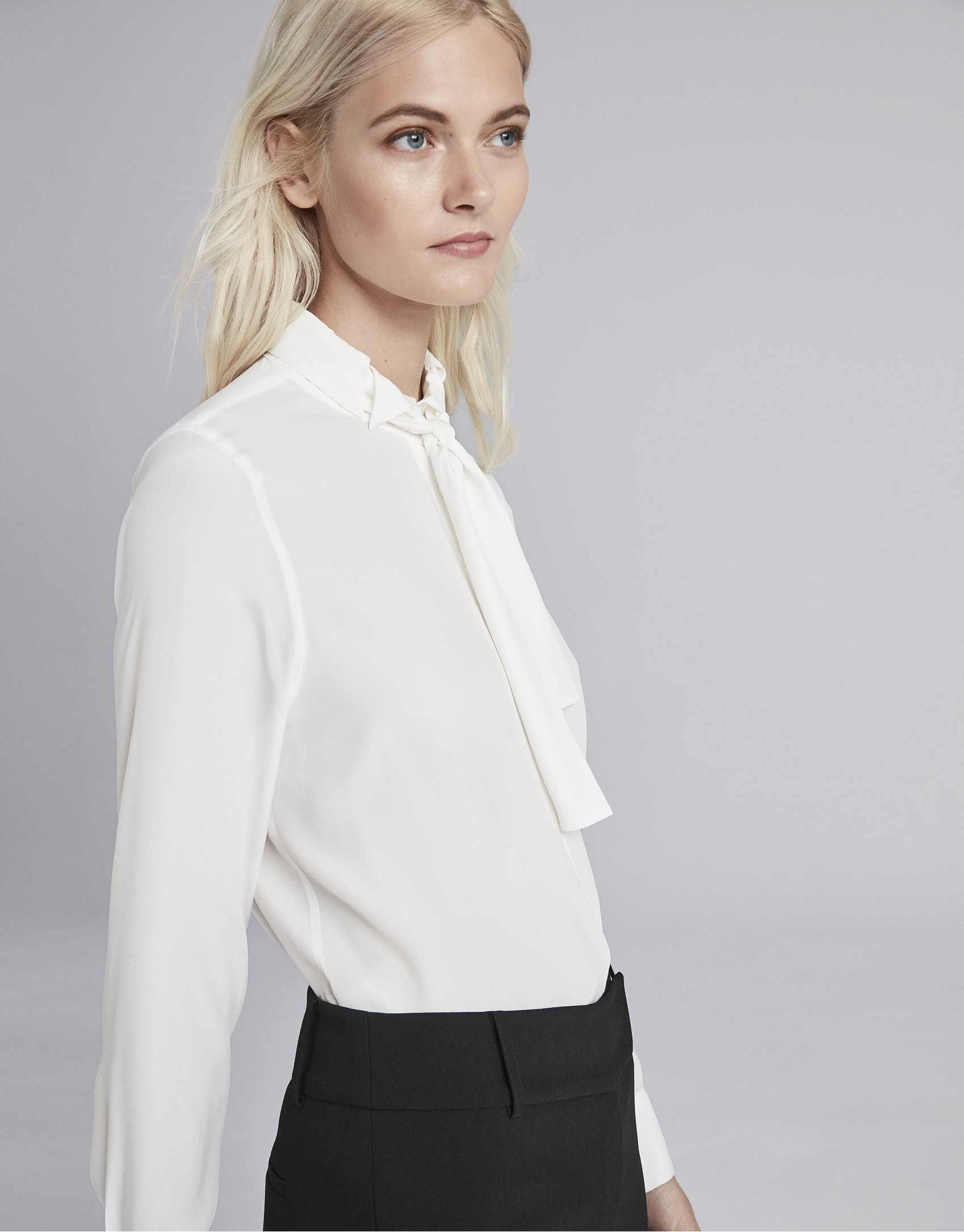 Beige shirt with necktie collar 