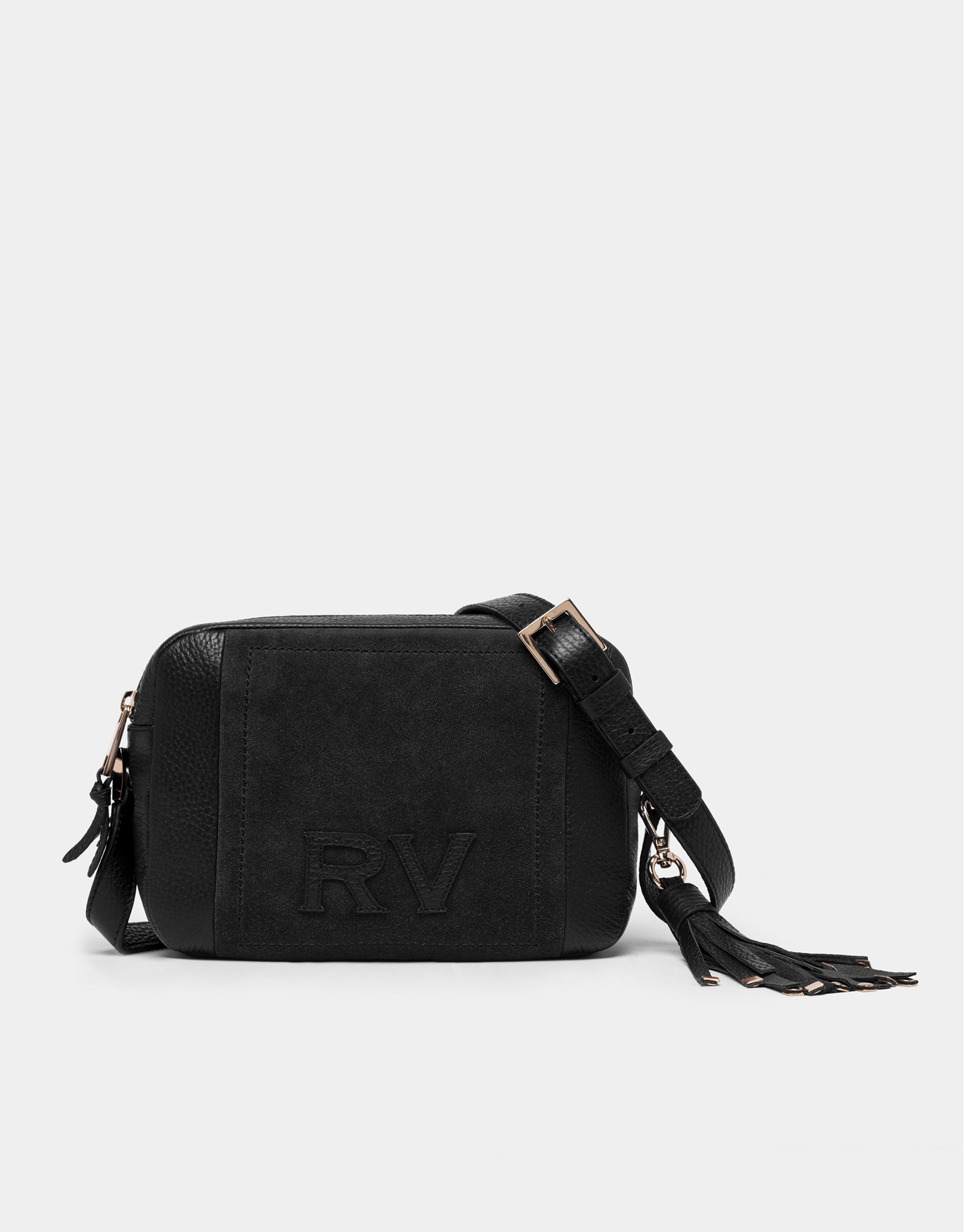 Bolso bandolera Louvre piel y serraje negro