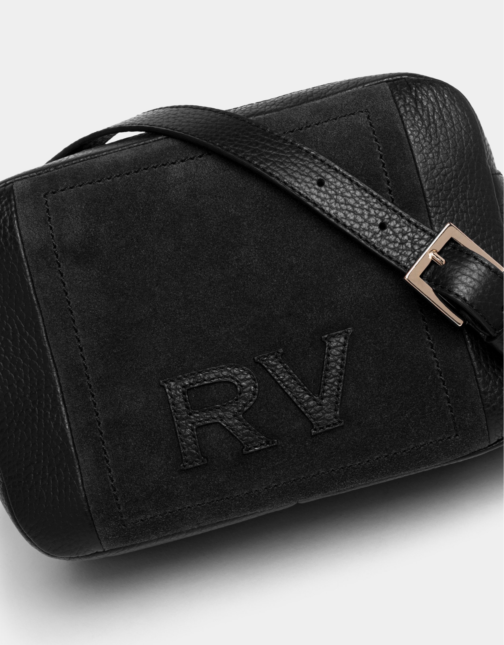 Bolso bandolera Louvre piel y serraje negro