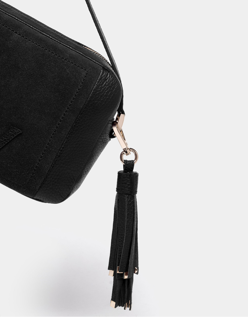 Bolso bandolera Louvre piel y serraje negro