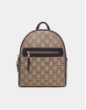 Mochila Nora logos y piel azul